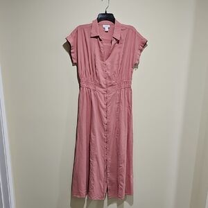 Liz Claiborne Rose Button-Front Midi Dress
